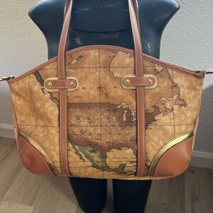 Alviero Martini Tan Map Print Women's Bag